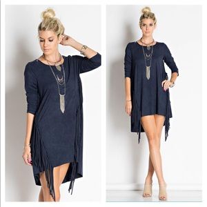 Blue & Suede Fringe Dress